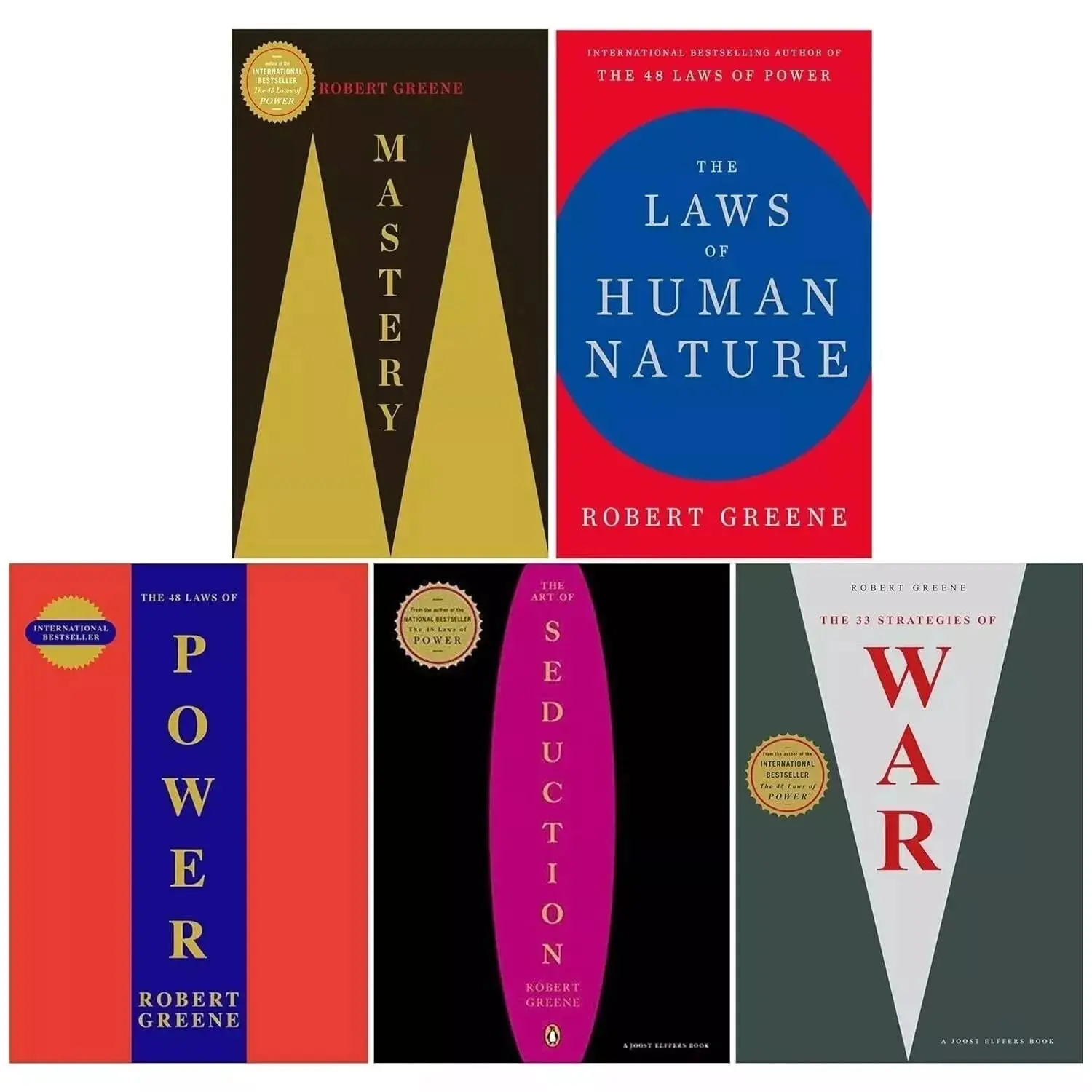 Robert Greene Books – Choose Single Book or 5-Book Set, Power, Mastery, Human Nature, Strategy & Psychology Reads