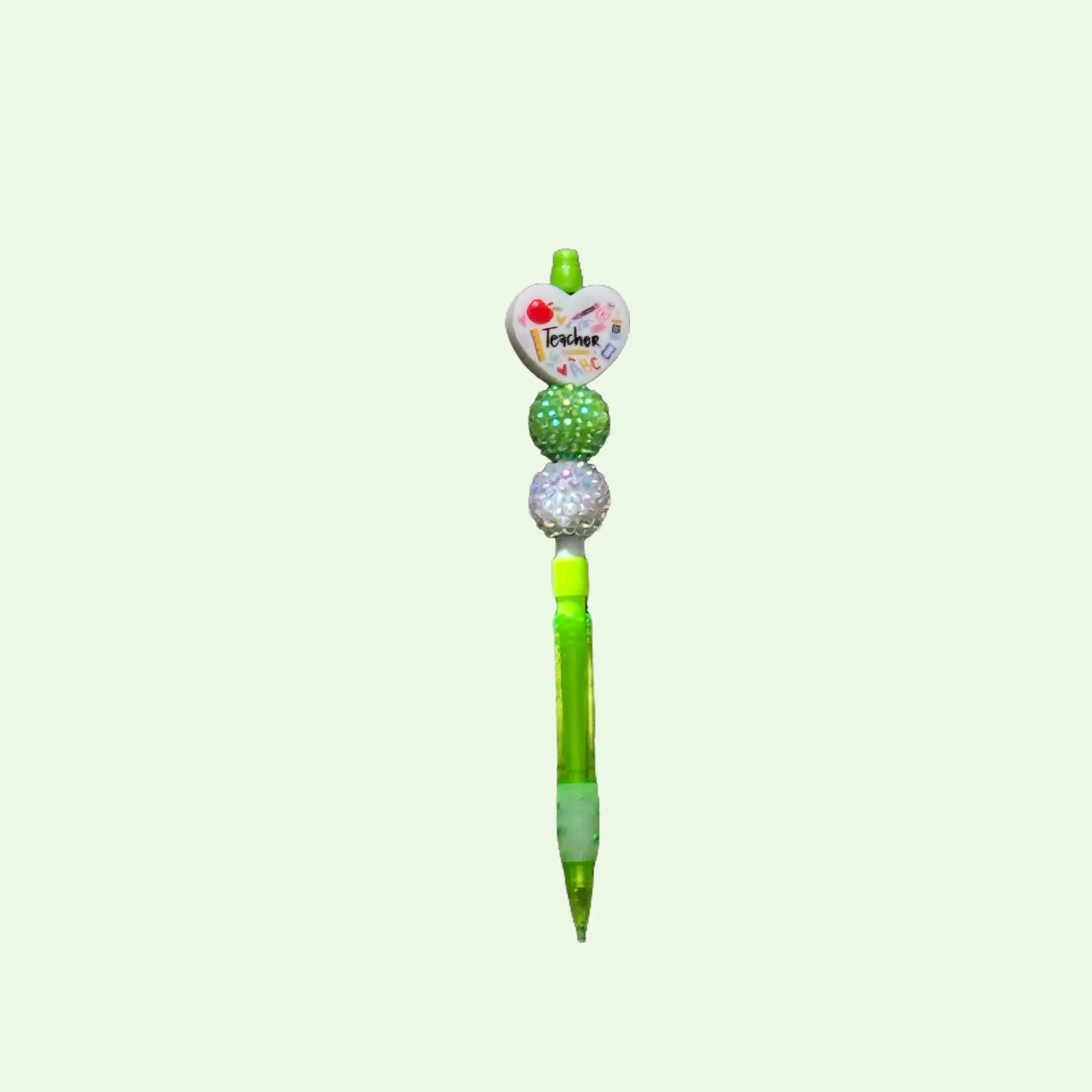 Beaded Mechanical Pencil For Teachers With Vibrant Lime Green with Acrylic Beads