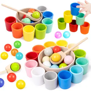 Wooden Rainbow Ball Color Matching Toys, Sorting Game Toys, Color Matching And Quantity Calculation Game, Fine Motor Skills, Christmas Halloween Gifts, Multi Activity Playset, Random Color