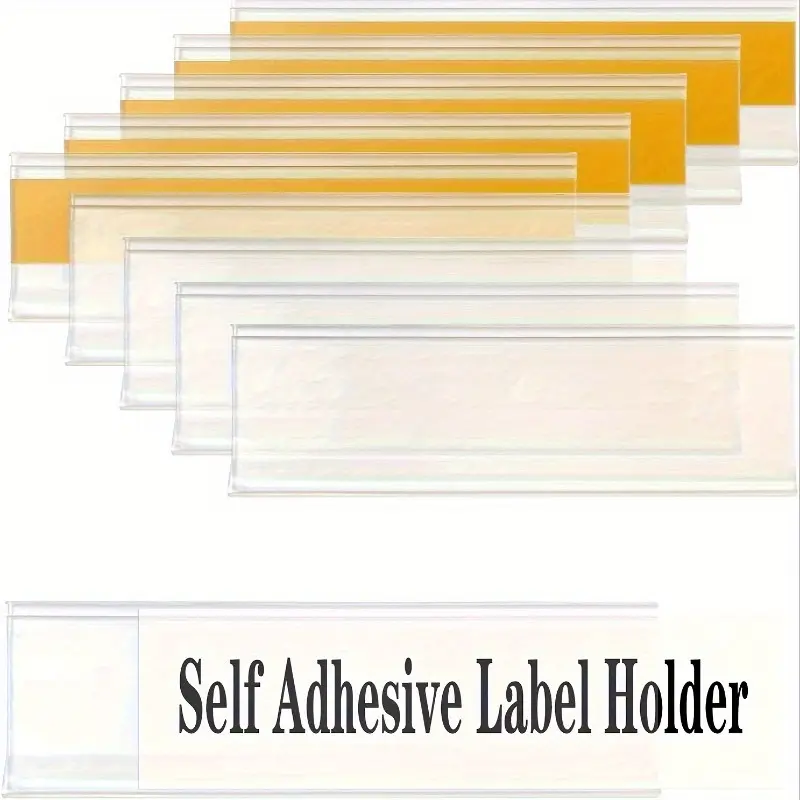 10pcs Self-Adhesive Shelf Label Holders with Paper Inserts, Transparent Plastic Price Tag Clips for Organizing