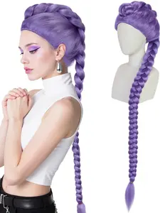 Long Braided Wig for Women, Adult Size, Thick Braids, Ideal for Singers, Anime Cosplay, Stage Performances, Halloween Costumes, Party Wear, Synthetic Braided Wigs