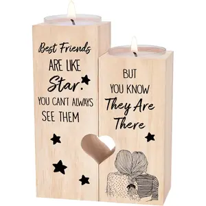 EastJia Wooden Tea Light Candle Holder (Without Candle) - Women's BFF Birthday Gift, Christmas Home Decor