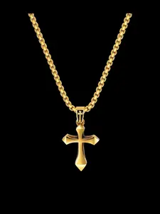 Stainless Steel Cross Pendant Necklace, Fashion Jewelry for Party, Daily Clothing Decor, Trendy All-match & Exquisite Jewelry for Birthday Gift