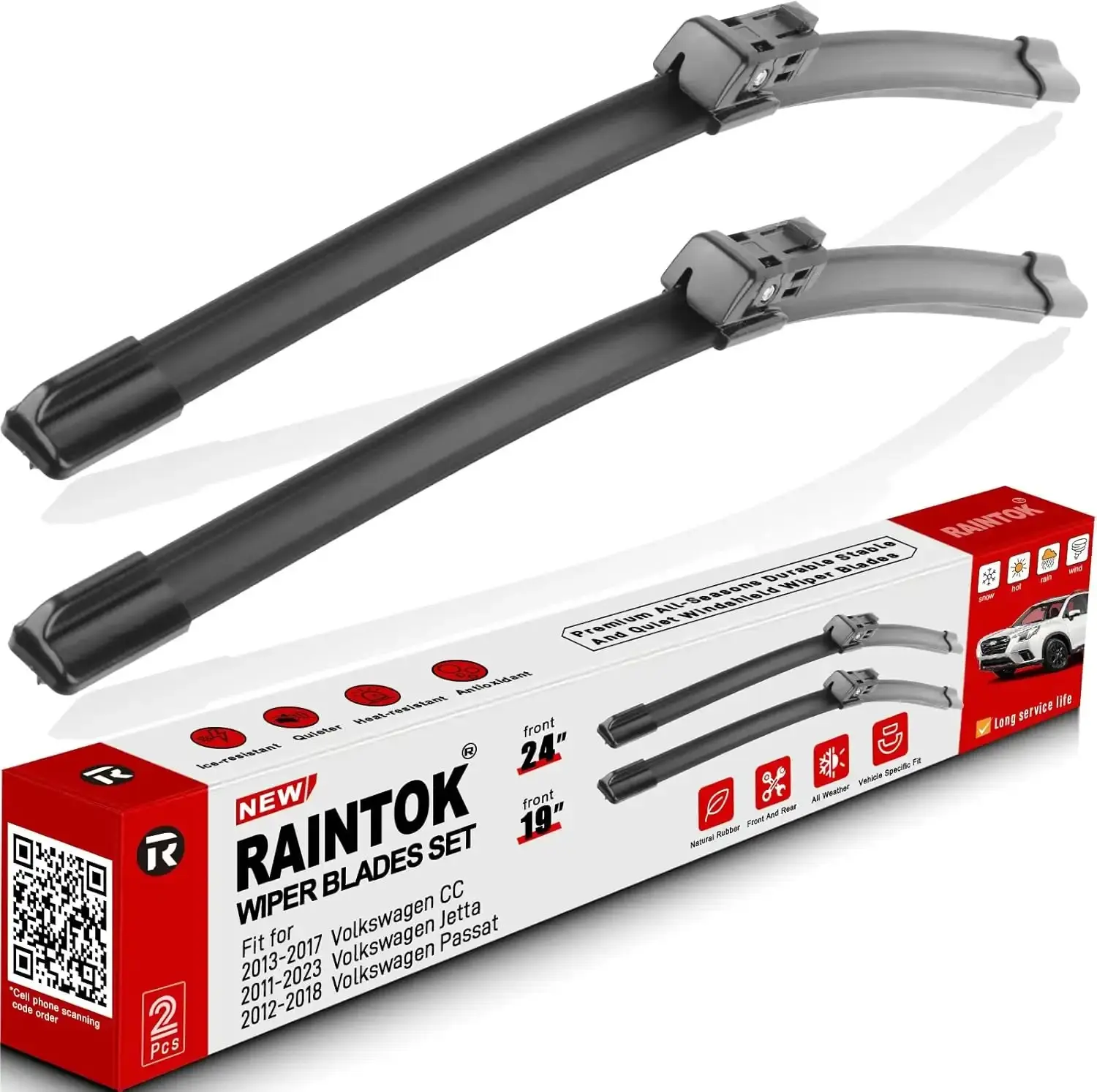 24" 19" Windshield Wiper Blades Replacement for Volkswagen VW Jetta 2011-2019 Passat 2012-2018 CC 2013-2017 Original Factory Quality Front Wipers Blade Set for My Car - (Pack of 2)