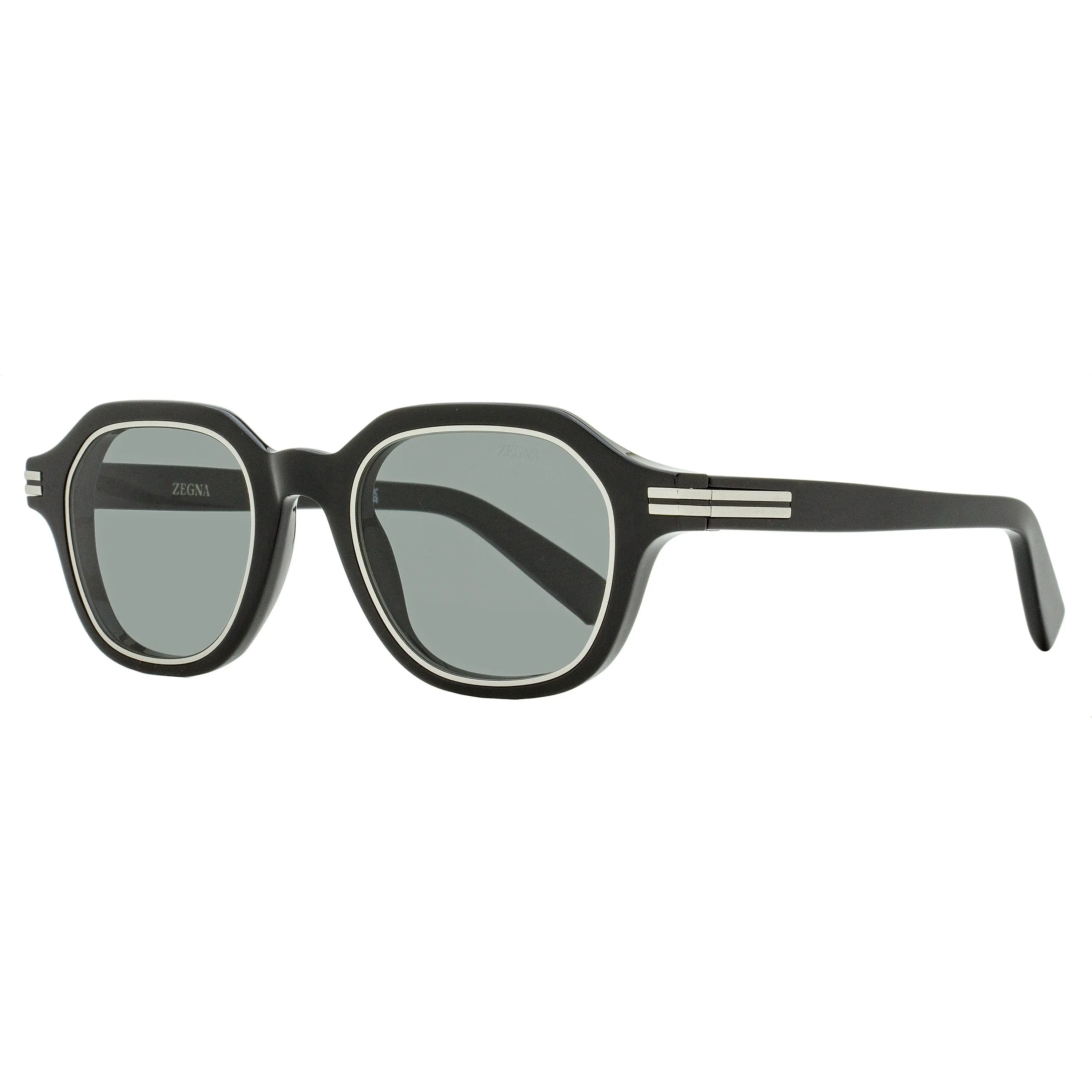 Zegna EZ0250 Men's Square Acetate Aesthetic Sunglasses - Geometric Look, Full Rim Frame with Metal Accents, 100% UV Protection, BPA-Free, DEHP-Free, Modern Design for Contemporary Preferences, Aesthetic Men's Sunglasses