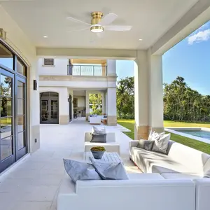 42" Flush Mount Ceiling Fan: 22W LED 5 ABS Blades Remote for Indoor