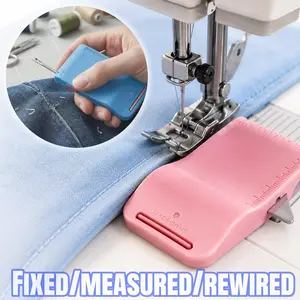 Magnetic Sewing Machine Sleeve Tool – 4-in-1 Edge Guide with Built-in Seam Ripper & Ruler Scale for Cuffs Plackets Topstitching, ABS Seam Guide for Beginners needle threader home