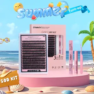 DAMMAN 50D DIY Lash Kit for Beginners - Individual Lashes, Cluster Eyelashes Full Set with Lash Bond & Seal for Home Use - Waterproof, Reusable, Comfortable, Soft, and Long Lasting