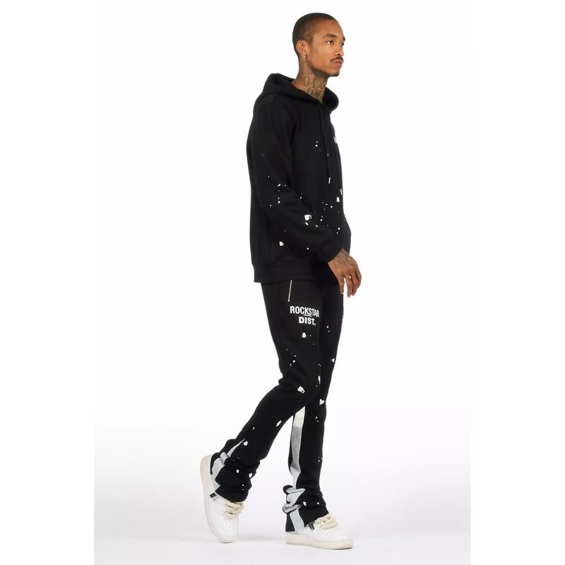 Raffer Black/White Hoodie/Super Stacked Flare Pant Set