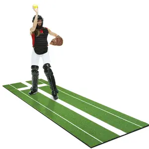 10x3 ft Softball Pitching Mat with Rubber – Portable Turf Mound for Baseball & Softball Practice | Anti-Fade, Non-Slip Foam Backing