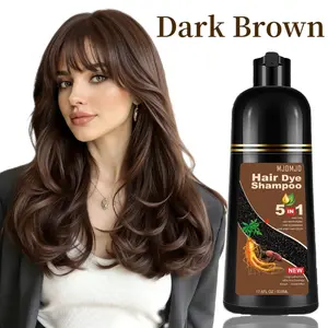 5 in 1 Dark Brown Hair Dye Shampoo for Gray Hair,Semi-Permanent Instant Hair Color Shampoo for Women and Men,Herbal Ingredients Hair Care,100% Grey Coverage 500 ml