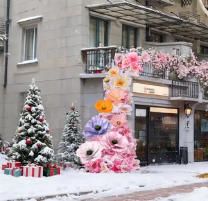 Extra Large   Flowers  Christmas   Decorations   for Photo Backdrop  Jumbo Faux Floral Props for Festive Room, Christmas Tree Scene & Aesthetic Makeover. Life Size Display for Event and Window Decor.