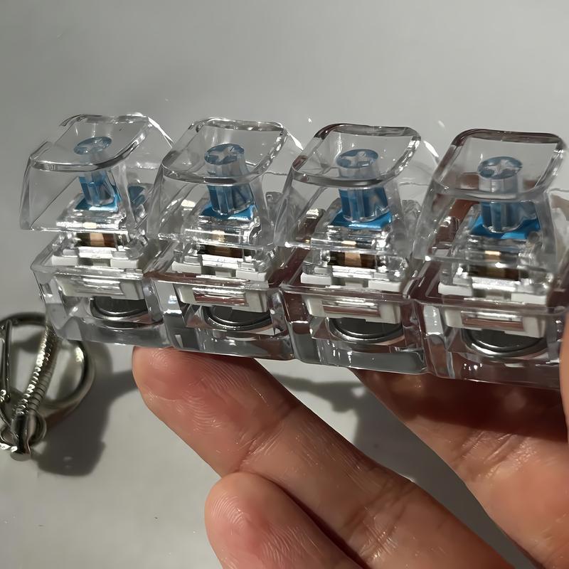 Stress-relieving Toy Mechanical Keyboard Compact Design with Crystal Keycaps LED Lights Transparent Acrylic Key Christmas giftchain