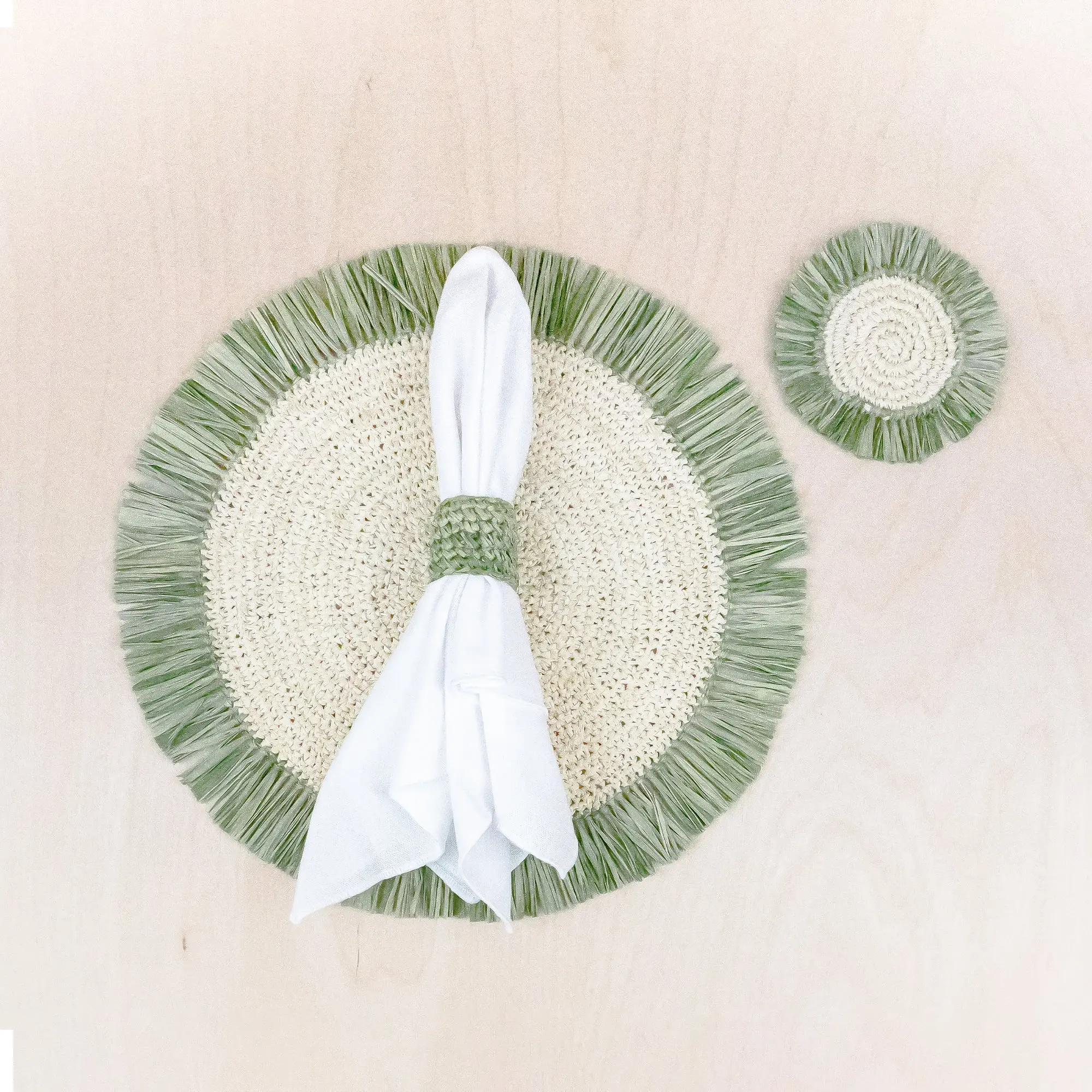 Raffia Fringe Woven Tableware - Crochet Placemats & Coasters | LIKHÂ