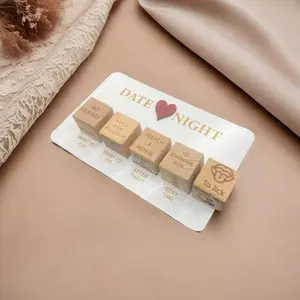 Couple Wooden Dice Game Set for Couples, 1 Set Creative and Portable Romantic Couple Night Decision Dice, Ideal Love Gift for Men, Boyfriend, Comes with Storage Bag (5 Dice), Blocks, Crafts, Durable