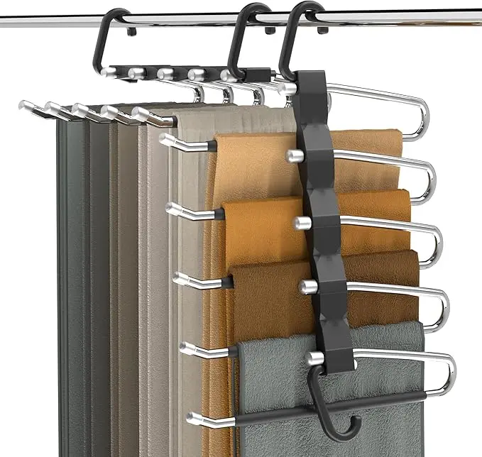 Pants Hangers Space Saving - 2 Pack Closet Organizer and Storage Jean Hangers