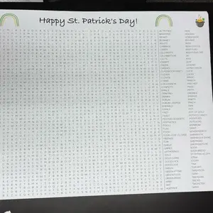 Giant 30”x42” St. Patrick’s Day Word Search with Various Activities for St. Patrick’s Day Celebrations