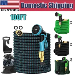 50 100ft HEAVY DUTY 4X Stronger Deluxe Expandable Flexible Garden Water Hose with Nozzle