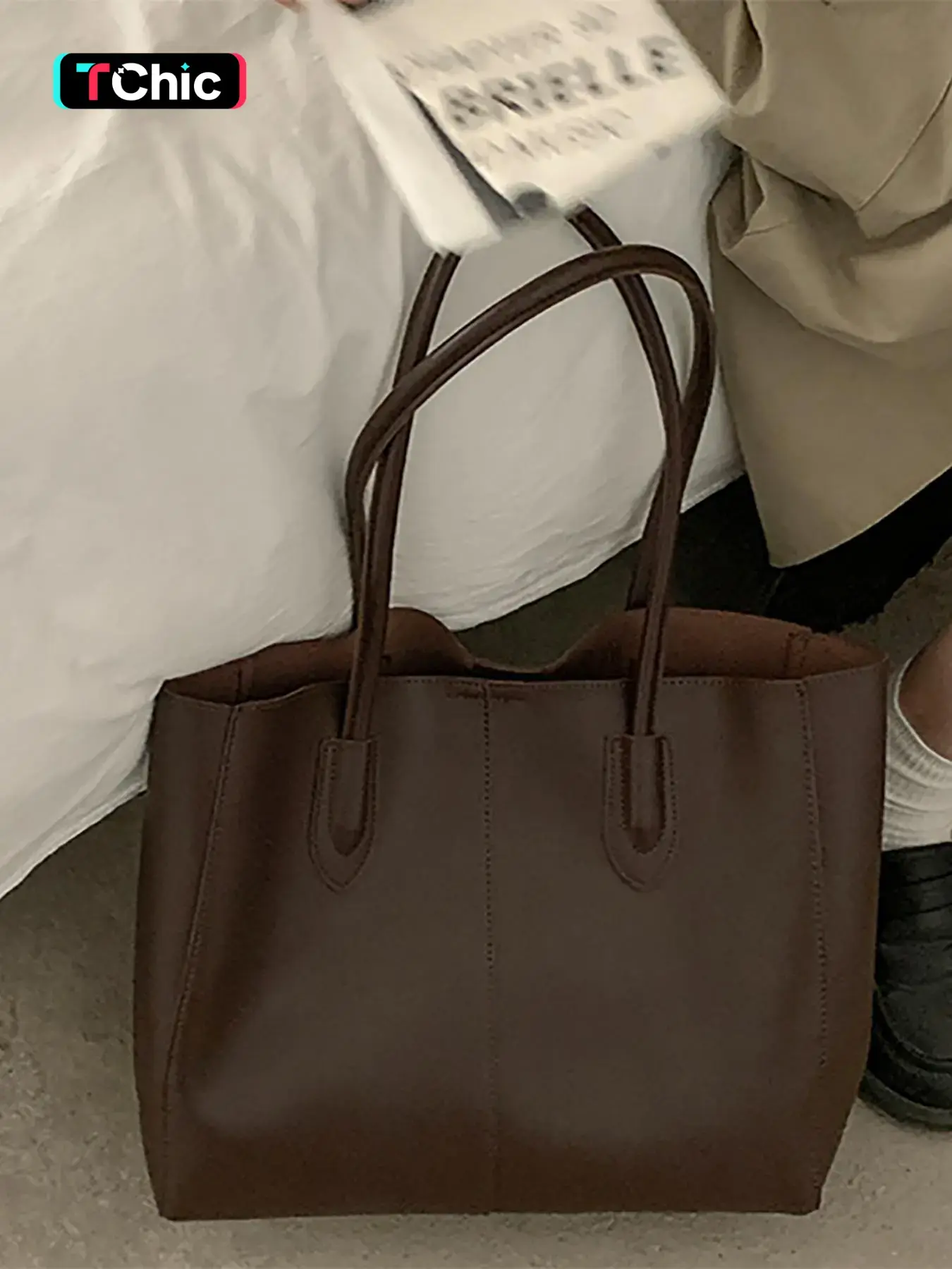 Vintage Style Casual Large Tote Bag Set, PU Leather Bag, Fashionable Large Capacity Shoulder Bag, Trendy Simple Women's Handbag for Shopping Travel, Commuter Purse, Casual Handbags, Shoulder Totes, Casual Trendy Purses