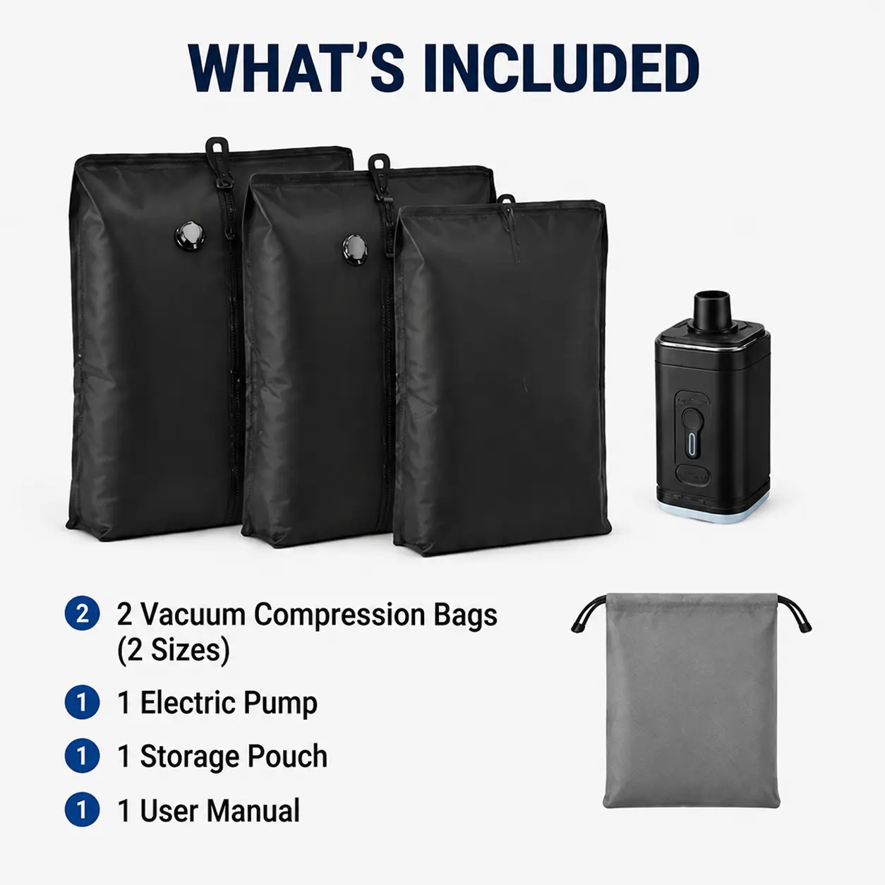 Travel Vacuum Storage Bag  Lightweight Pouch with Portable Electric Pump, Space Saver Compression Bag for Clothes, Suitcase Organizer for Vacation Packing graduation gift