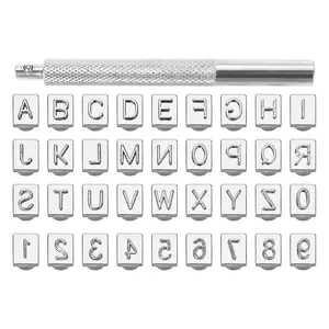 36PCS Leathercraft Metal Letter and Number Stamps Punch Set Tool, 26 Letters Alphabet & 10 Numbers Imprinted Metal Leather Punching Tools for Leather Belt Bag Hat Shoes Craft Marking (6mm)