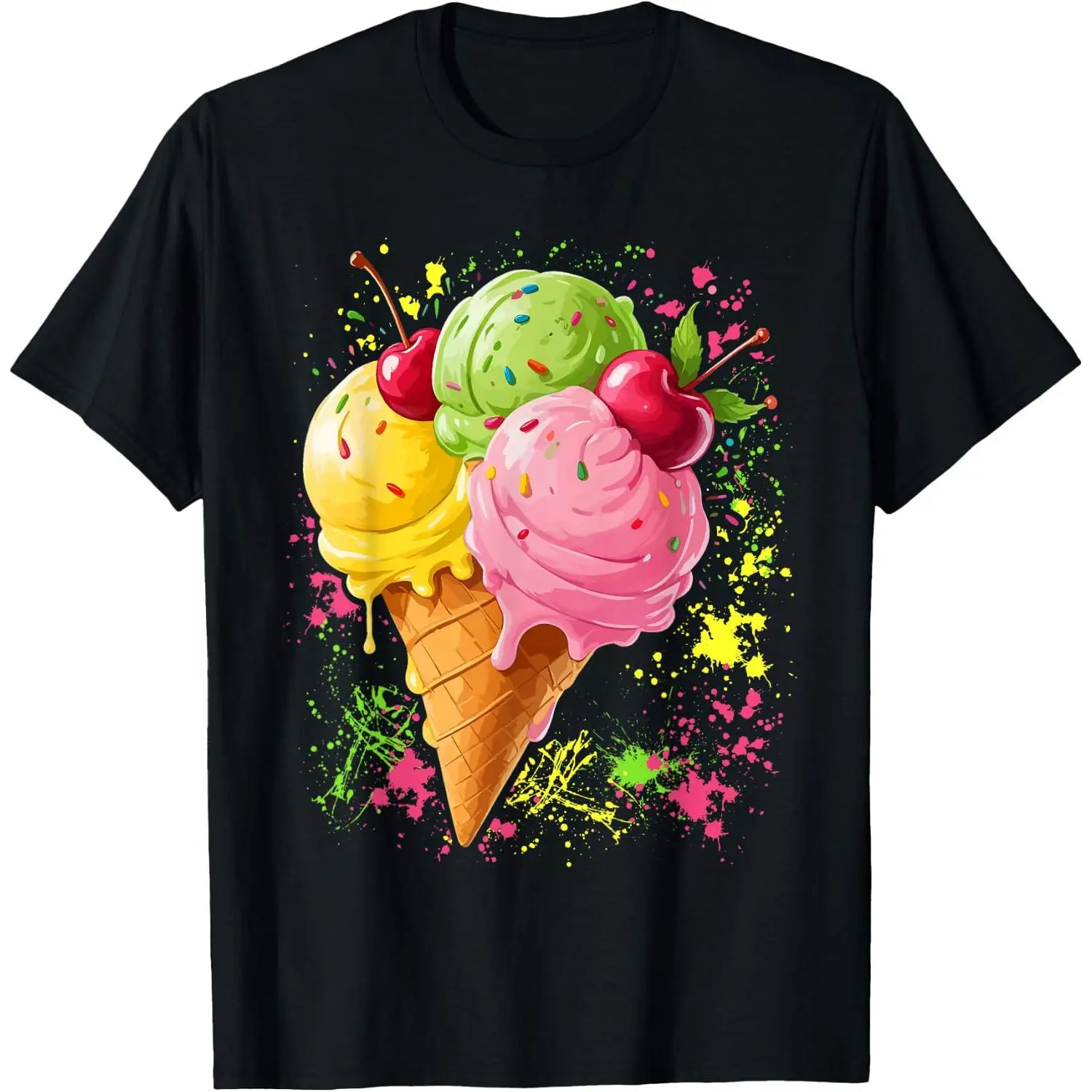 100% Cotton  Unisex Ice Cream for & Women - Ice Cream Cone T-Shirt