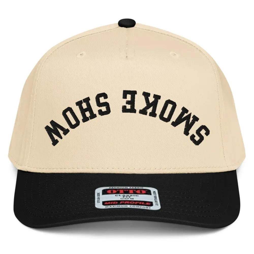 RIVEMUG NX1 Upside Down Smoke Show Embroidered 2 Tone Hat Mid Crown Curved Bill Snapback Cap for Men and Women