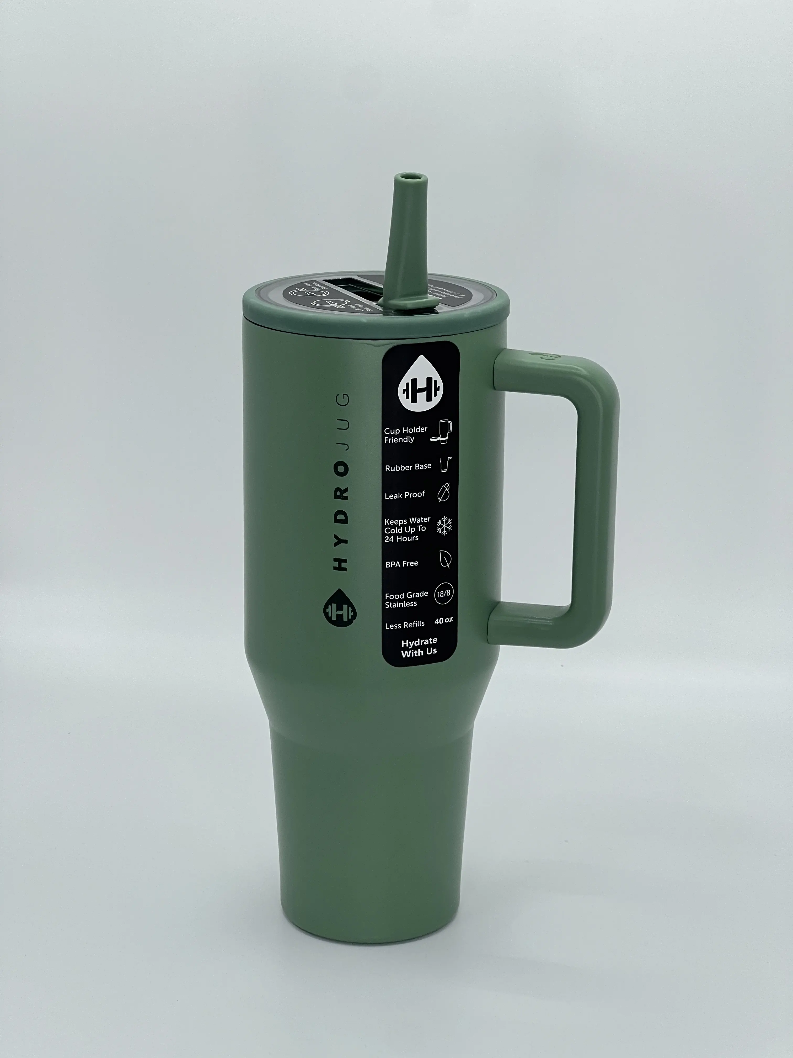 HydroJug 40oz Large Capacity Insulated Tumbler with Straw, Green, Suitable for Sports, Outdoor and All Scenarios, Fits Car Cup Holders, All-Day Hydration Must-Have, Perfect Gift for Men and Women