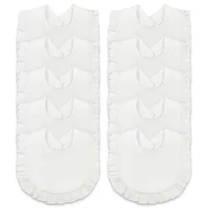 MUSBUY 10 Pack White Baby Muslin Bibs 4-Layer Ultra-Soft Breathable Cotton Bibs for Drooling Teething Boys Girls Secure Snaps Ideal Gift