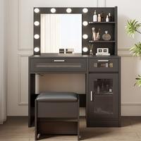 Acrylic Dressing Table with Chair Set - Black