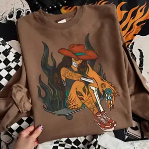 Keep in Rollin Crew Sweatshirt, vintage western graphic tees, western outfits women, women's graphic tees, western clothing, cowgirl outfits stuff, country concert outfits, western tops stuff clothes Casual Comfort