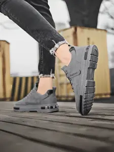 New Men's Outdoor Casual Running Shoes, PU Leather Upper, Rubber Sole, Less Than Ankle Height, All Seasons, Plain Pattern, Running Sneakers