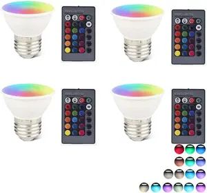 Par16 LED Color Changing Light Bulb with 24 Buttons Remote Control 50W Equivalent E26 Base 16 RGB Colors Dimmable Spot Light Bulb 5W Instant On Long Life Safe No Flicker