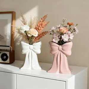 Ceramic Bow Flower Vase, Stylish & Chic Ceramic Decor, Ideal for Home, Office, Bedroom, Wedding Table Decoration, Elegant Floral Arrangement