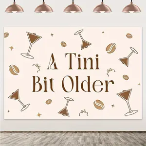 1Pcs A Tini Bit Older Espresso Martini Backdrop Coffee Cocktail Martini Bar Theme Birthday Decoration Brown Coffee Beans Chocolate Drops Photography Background for Coffee Shop Bachelorette Party 39*59inch