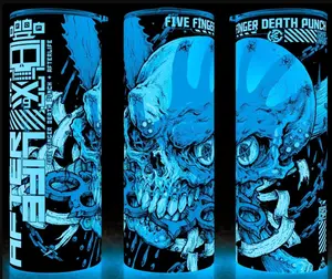 Glow in the Dark 5FDP Five Finger Death Punch - Afterlife Variant - Heavy Metal Cup Mug Tumbler 20oz with Lid and Straw - Elegant Drinkware for Metal  Fans - Perfect for Hot or Cold Drinks! Stainless Steel. Flasks Glossy Insulated