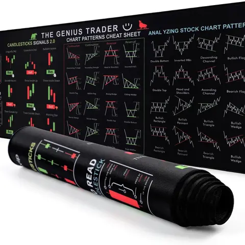 Stock Market Invest Day Trader Trading Mouse Pad Chart Patterns Cheat Sheet,X-Large Computer Mouse Pad/Desk Mat with Stitched Edges