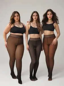 Women's Fleece Lined Tights Fake Translucent Warm Thermal Pantyhose Sheer Thick Leggings Under Dress for Winter with Plush Inner Layer,High quality Tights,Soft and Breathable,5 Colours,Normal and Plus size