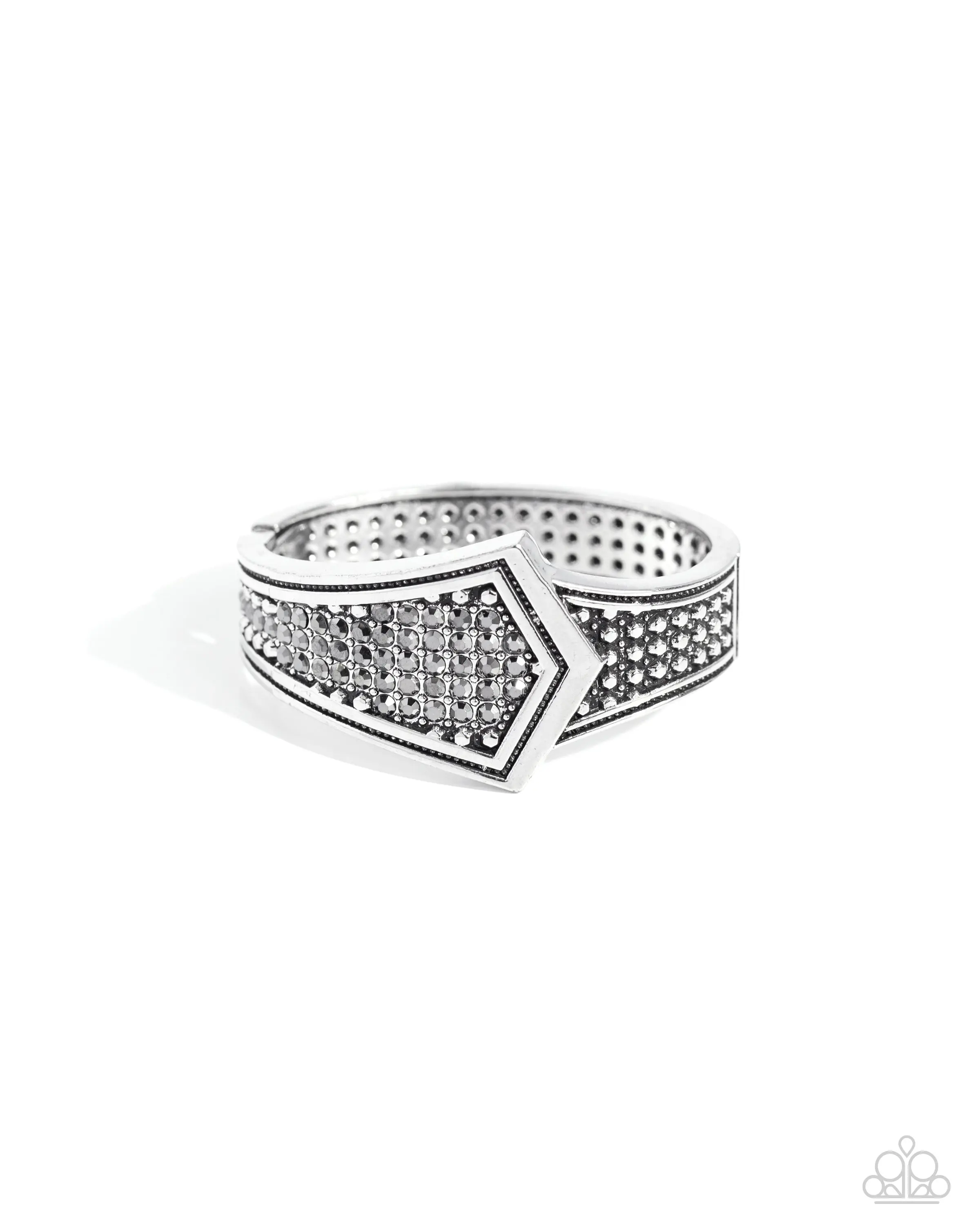 Order of the Arrow - Silver Hematite Rhinestone Hinge Bracelet - Paparazzi