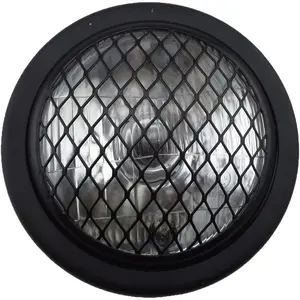 6.5" Halogen Motorcycle Headlight w/Grille for Bobber Cafe Racer Cruiser Vintage Style (Black)
