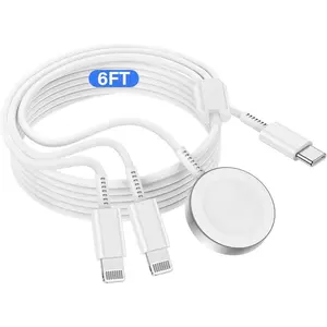 3 in 1 Fast Charging Data Sync Cable, Magnetic Charger Cable, Multifunctional Charging Cable Compatible with Apple Watch & iPhone & Android, Electronics Accessories