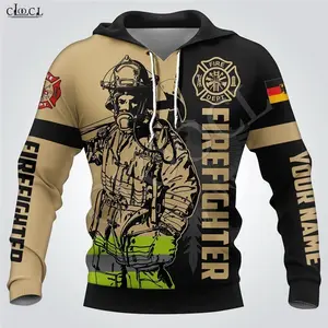 New Style Men Firefighter Print Hoodie 3D Hooded Sweatshirt Fireman Long Sleeve Homme Clothes Pullovers Zipper Coat