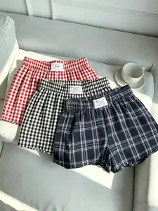 3-Pack Y2K Style Plaid Pattern Shorts for Women, Classic Plaid Design, Loose-Fit, Multiple Colors, Summer Casual Wear, Vacation & Dating