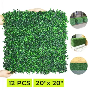 12 Pcs 20"X20"Grass Wall Backdrop, UV-Protected Greenery Wall Backdrop, Grass Wall Panels, Boxwood Hedge Wall Green Wall Decor Boxwood Panels Indoor & Outdoor Decor