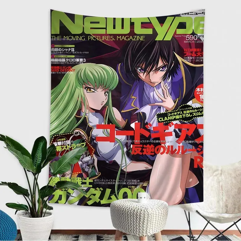 Code Geass Classic Japanese Anime Flannel Sponge Round Tapestry - Wrinkle Resistant Digital Print Home Supplies, Machine Safe Living Room Wall Decor, Room Wall Hanging for Dorm