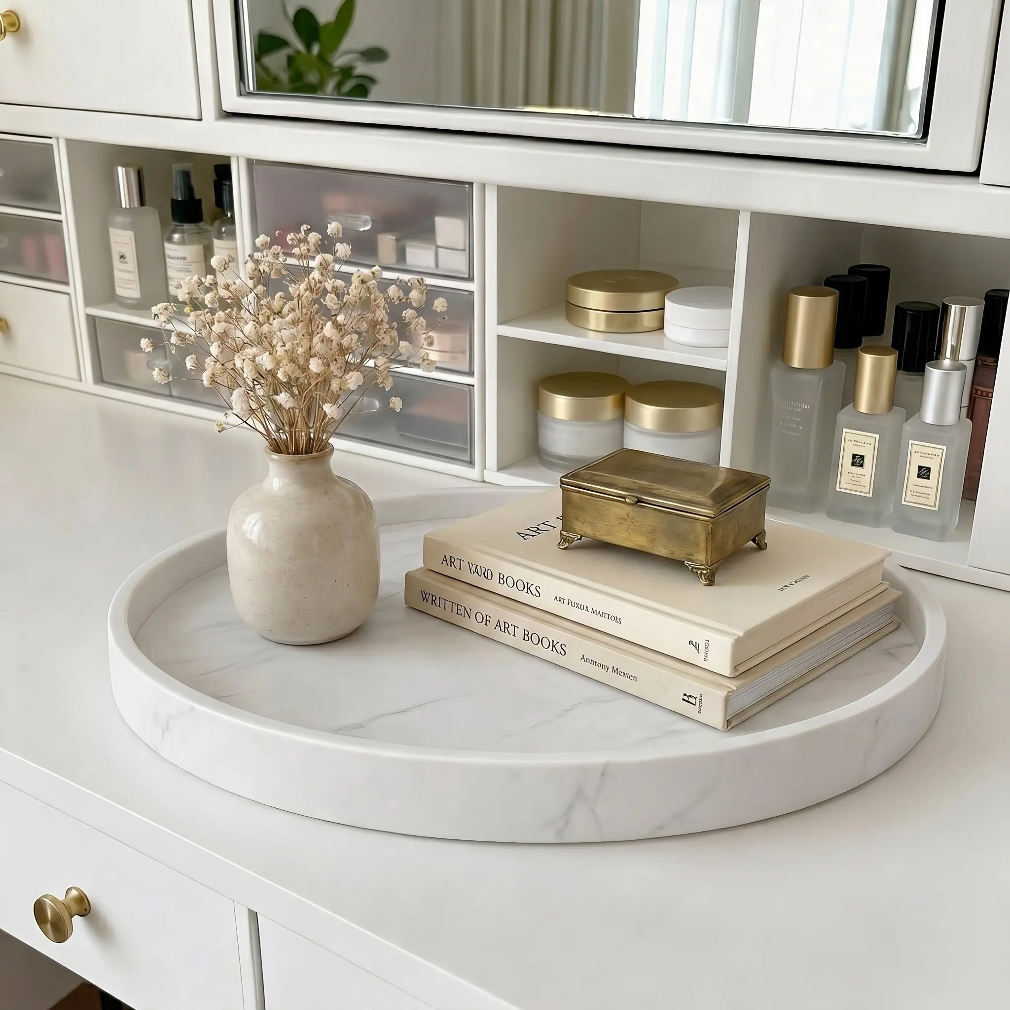 Marble Silicone Tray - Elegant Display Vanity Trays for Perfume, Candles & Home Decor (S/M/L) Minimalist Vanity Accessories