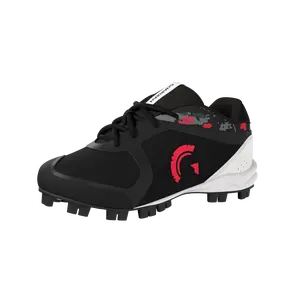 Blaze Youth Low Top Rubber Molded Baseball and Softball Cleats (Black/Red)