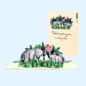 Mother’s Day 3D Elephant Card – Pop-Up Mom & Baby Design, Cute Gift Card for Mom, Wife, Grandma