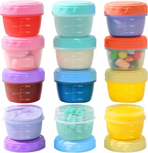 12/6 Pack 2.7 oz Salad Dressing Container to Go Small Sauce Containers with Lids Leak Proof Condiment Cups Reusable Microwave Safe Bento Box Safe Multi-Color Plastic