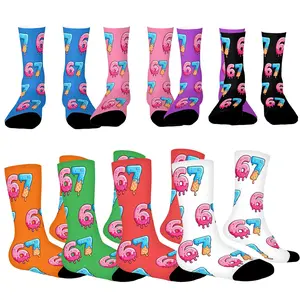 67 Socks Women Men Six Seven Ice Cream Drip Funny Number socks meme Christmas Stocking Stuffing Holiday Gifts for Boys and Girls